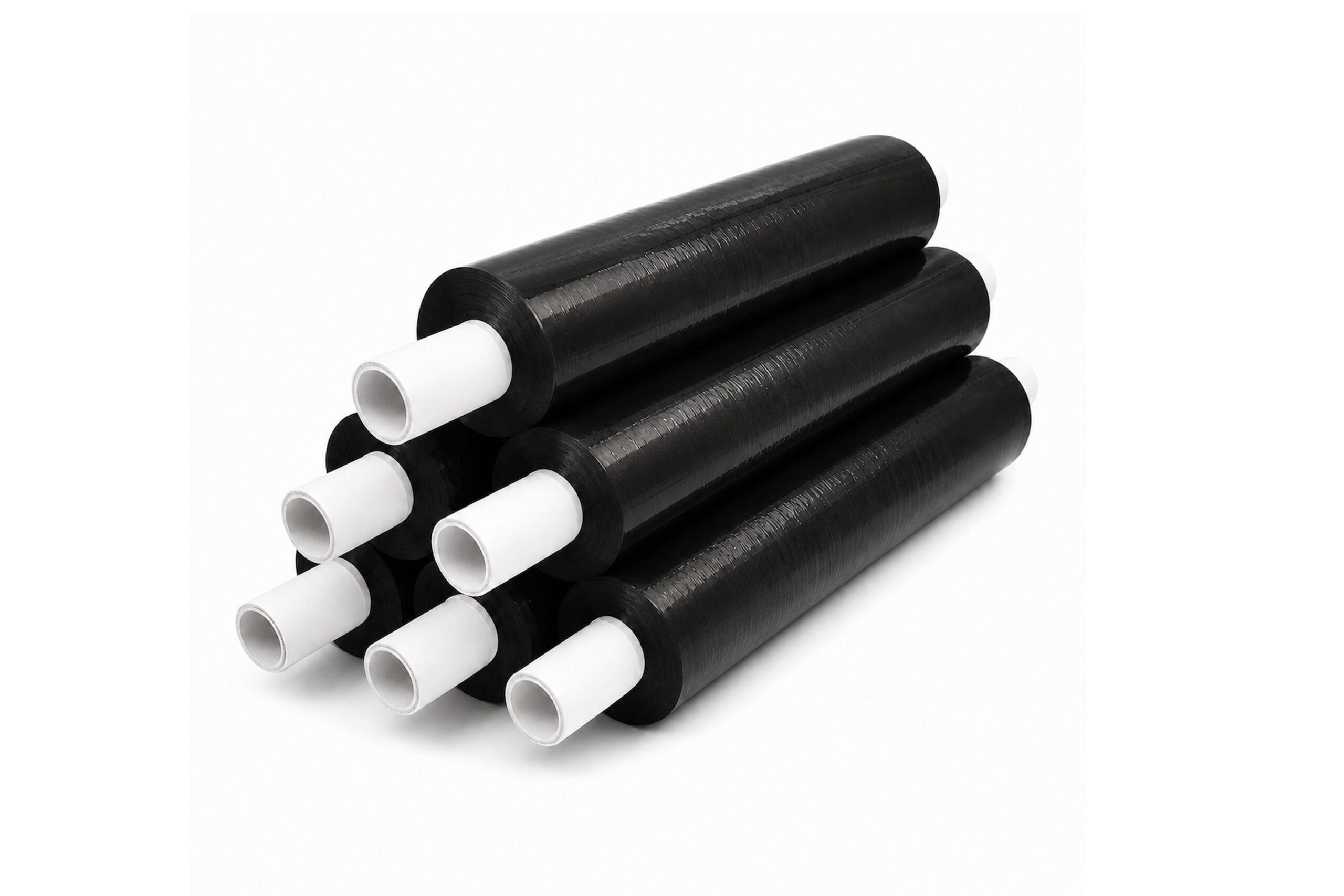 23 micron black stretch film, extended core roll - Hilux Poly