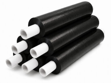 23μ Black Stretch Film (Extended Core) – 400mm, 6 Rolls Per Box